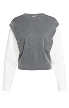 Load image into Gallery viewer, YAYA - Strickpullover mit gewebten Ärmeln in Grey Melange
