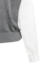 Load image into Gallery viewer, YAYA - Strickpullover mit gewebten Ärmeln in Grey Melange