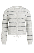 Load image into Gallery viewer, YAYA - Strick-Cardigan mit Streifen und Kordelzug in Medium Grey Melange