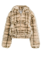Lade das Bild in den Galerie-Viewer, YAYA - Karierte Jacke aus Fellimitat mit Kragen in Pure Cashmere Grey Dessin
