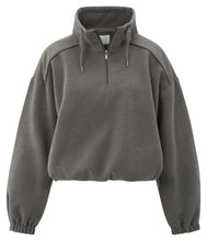 Lade das Bild in den Galerie-Viewer, YAYA -Sweatshirt mit Ballonärmeln in Dark Taupe Grey Melange