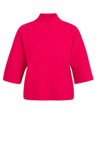 Lade das Bild in den Galerie-Viewer, YAYA - Pullover mit 3/4-Ärmeln und Stehkragen in Rose Red Melang