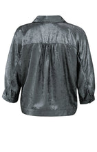 Load image into Gallery viewer, YAYA - Bluse in Metallic Optik Dark metal Grey