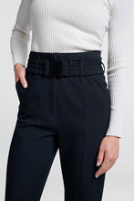 Load image into Gallery viewer, YAYA - gewebte Hose mit hohen Bund und Gürtel Black