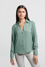 Load image into Gallery viewer, YAYA - Bluse mit klassischen Kragen und Plisseedetails Jade Green
