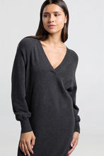Load image into Gallery viewer, YAYA - Strickkleid mit V-Ausschnitt Anthracite Melange