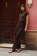 Load image into Gallery viewer, YAYA -Hose mit weitem Bein in Wickeloptik in Aubergine Purple