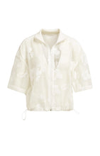 Load image into Gallery viewer, YAYA- Häkeljacke mit Blumenmuster und kurzen Ärmeln in beige