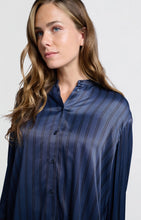 Load image into Gallery viewer, YAYA - Satinbluse mit Streifen Outer Space Blue Dessin