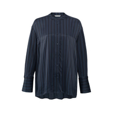 Load image into Gallery viewer, YAYA - Satinbluse mit Streifen Outer Space Blue Dessin