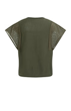 Load image into Gallery viewer, YAYA - Oberteil mit kurzen transparenten Ärmeln in Army Green