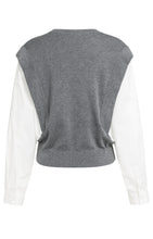 Load image into Gallery viewer, YAYA - Strickpullover mit gewebten Ärmeln in Grey Melange

