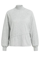 Load image into Gallery viewer, YAYA - Feinstrick Pullover mit Stehkragen und Taillenkordel in Medium Grey Melange
