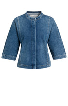 Load image into Gallery viewer, YAYA - Kurzärmelige Denimbluse in Dark Blue Denim
