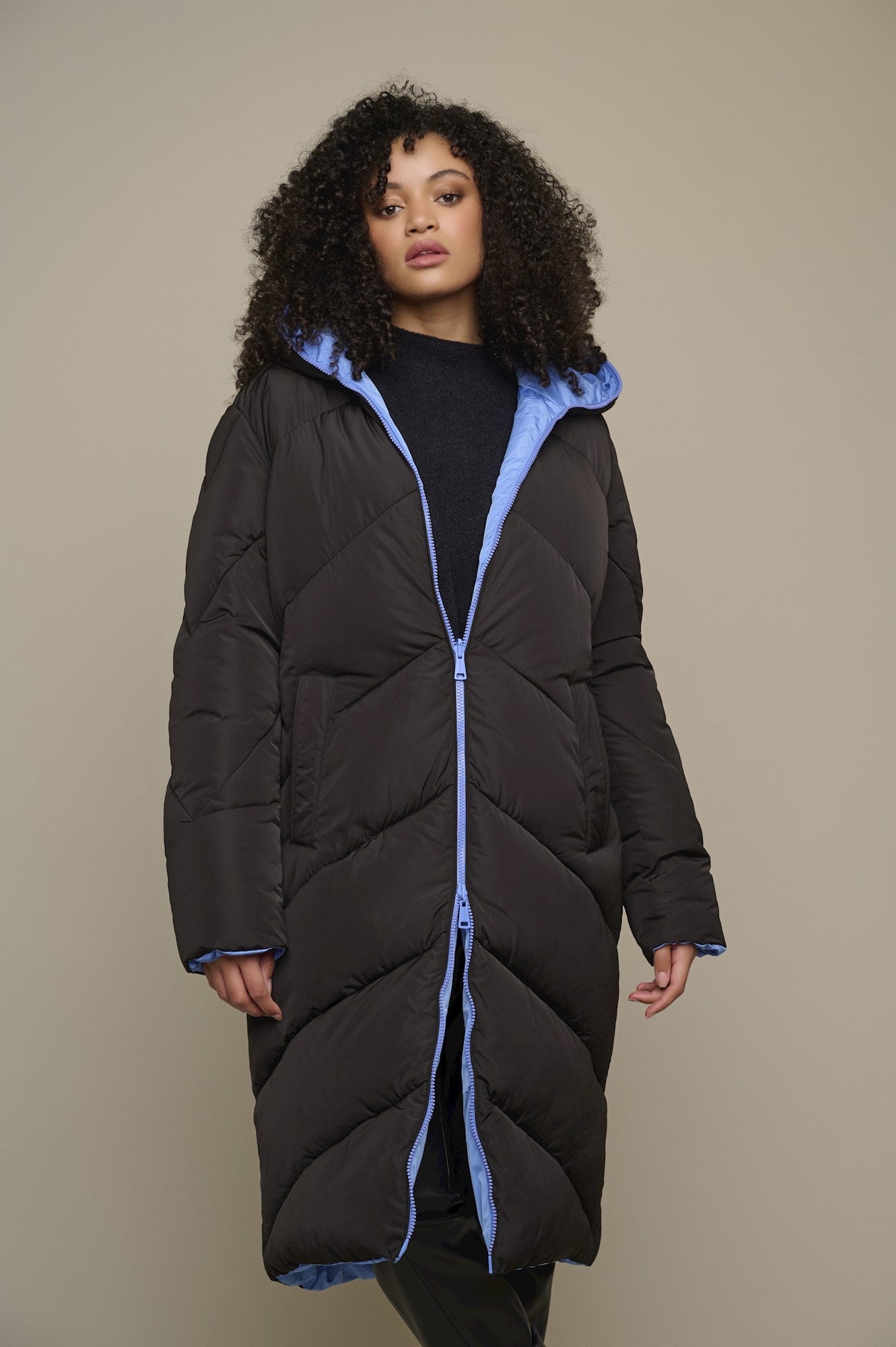 Rino & Pelle - Long reversible coat Jox Black / Pacific