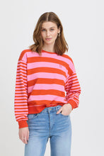 Load image into Gallery viewer, ICHI - Sweatshirt Streifen Lulani in Fiery Red / Wild Orchid
