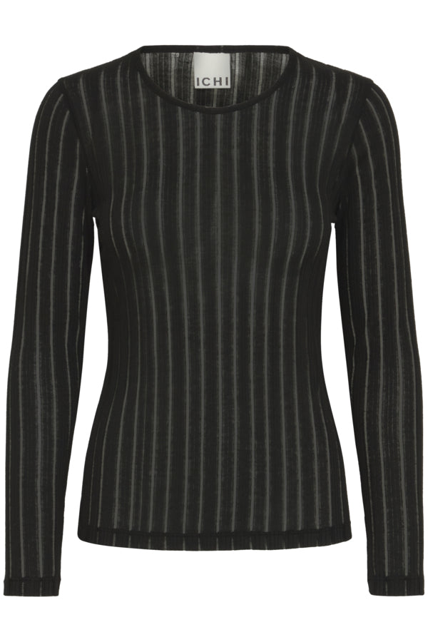 ICHI - Longsleeve Olivie Black Mesh