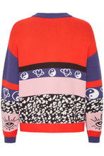 Lade das Bild in den Galerie-Viewer, ICHI - Cardigan Boston Fiery Red mit Muster
