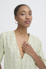 Load image into Gallery viewer, ICHI - Blazer Linno in lily green check
