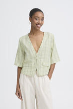 Load image into Gallery viewer, ICHI - Blazer Linno in lily green check
