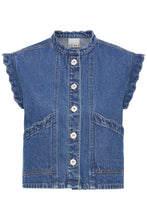 Load image into Gallery viewer, ICHI - Weste Palou in  Washed Dark Blue
