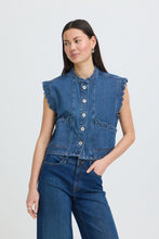 Load image into Gallery viewer, ICHI - Weste Palou in  Washed Dark Blue
