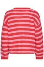 Lade das Bild in den Galerie-Viewer, ICHI - Strickpulli Blush mit Streifen Rosa Rot
