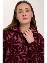 Lade das Bild in den Galerie-Viewer, 24colours - Fleece Sweatjacke mit Blumenmuster in Bordeaux
