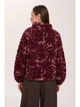 Lade das Bild in den Galerie-Viewer, 24colours - Fleece Sweatjacke mit Blumenmuster in Bordeaux
