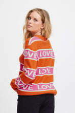 Load image into Gallery viewer, ICHI - Knitted sweater Motif LOVE Persimmon Orange
