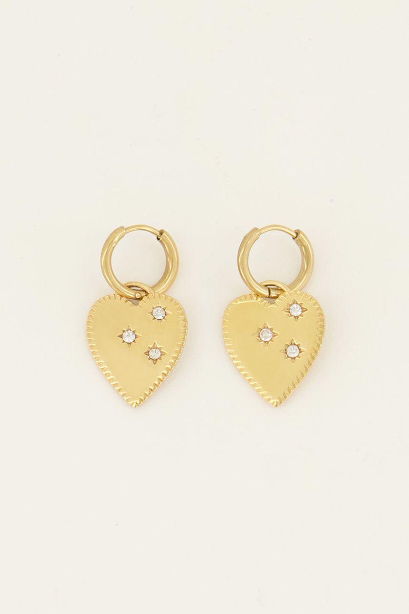MY Jewellery - Earrings with heart pendant & rhinestones