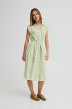 Load image into Gallery viewer, ICHI - Kleid Linno in lily green check

