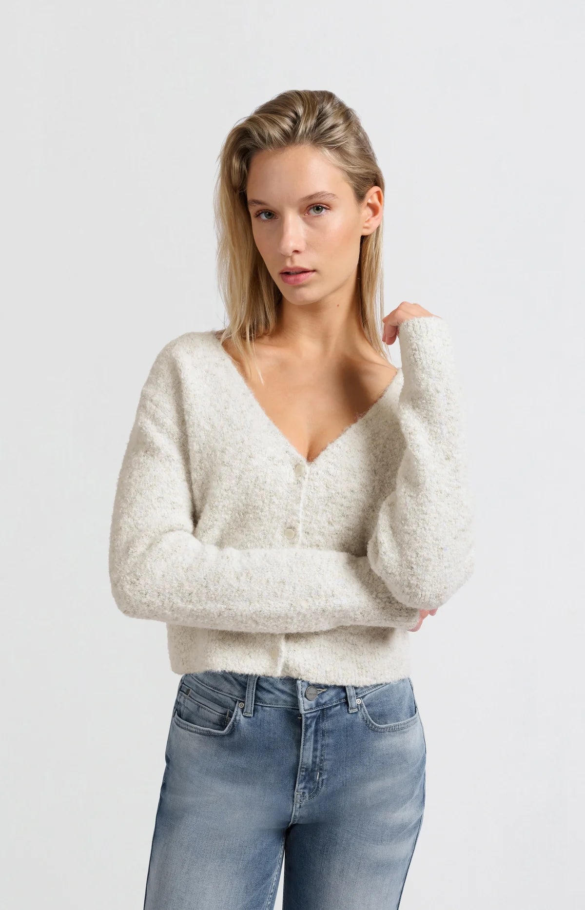 YAYA - Bouclé Cardigan Off white