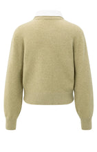 Lade das Bild in den Galerie-Viewer, YAYA -Cardigan mit abnehmbaren Kragen Pale olive green
