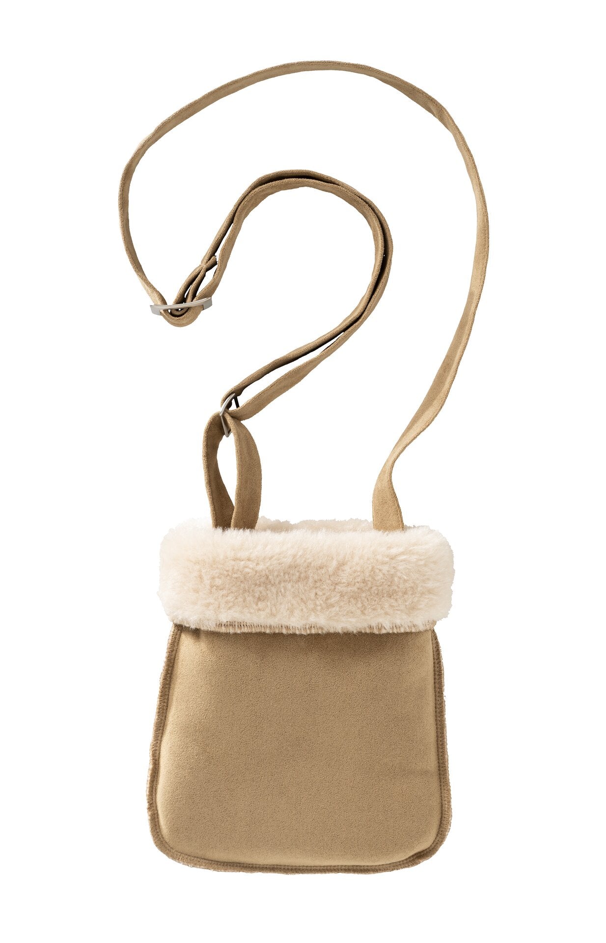 YAYA - Schultertasche in Lammfelloptik Light camel