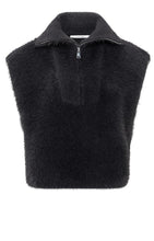 Load image into Gallery viewer, YAYA - flauschiger ärmeloser Pullover mit Stehkragen Anthracite
