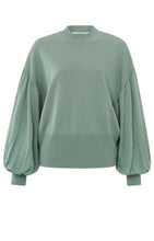 Load image into Gallery viewer, YAYA - weicher Oversize Pullover mit Puffärmeln Jade Green
