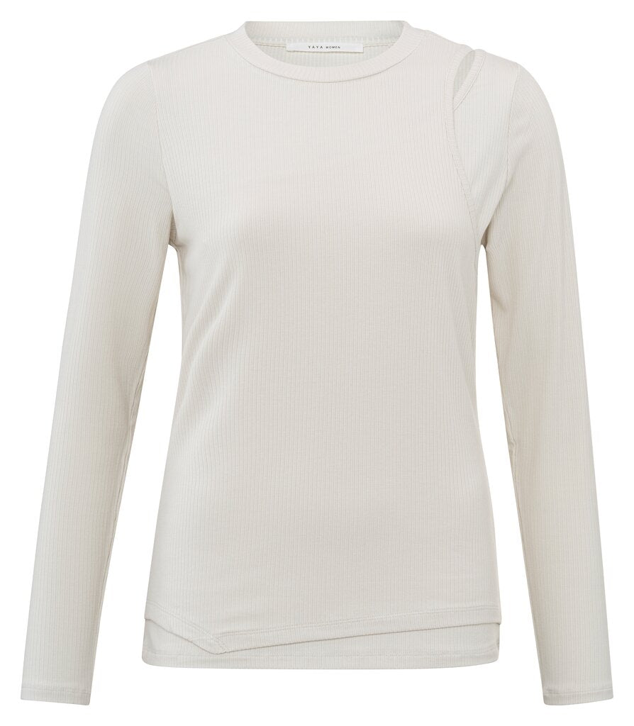 YAYA - Langarm Shirt im Lagenlook Chalk White