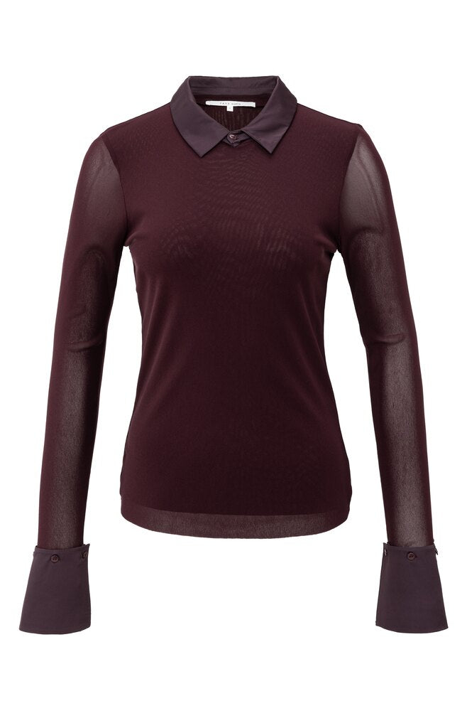 YAYA - Mesh-Top mit abnehmbaren Kragen in Fudge Purple