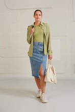 Load image into Gallery viewer, YAYA - Midi denim skirt with slit Blue Denim
