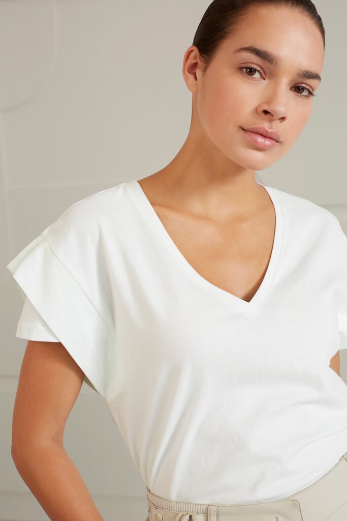 YAYA - Shirt with sleeve details Ivory White
