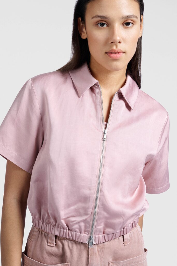 YAYA - kurzämelige Satinjacke Soft Mauve Pink