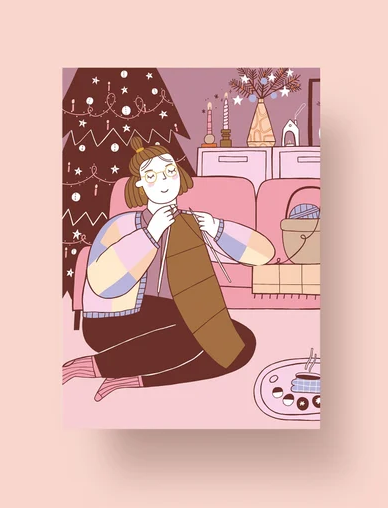 Notietzblock - Postkarte Dezember Girl