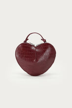 Lade das Bild in den Galerie-Viewer, My Jewellery - Burgunderrote Herz-Umhängetasche in Kroko-Optik
