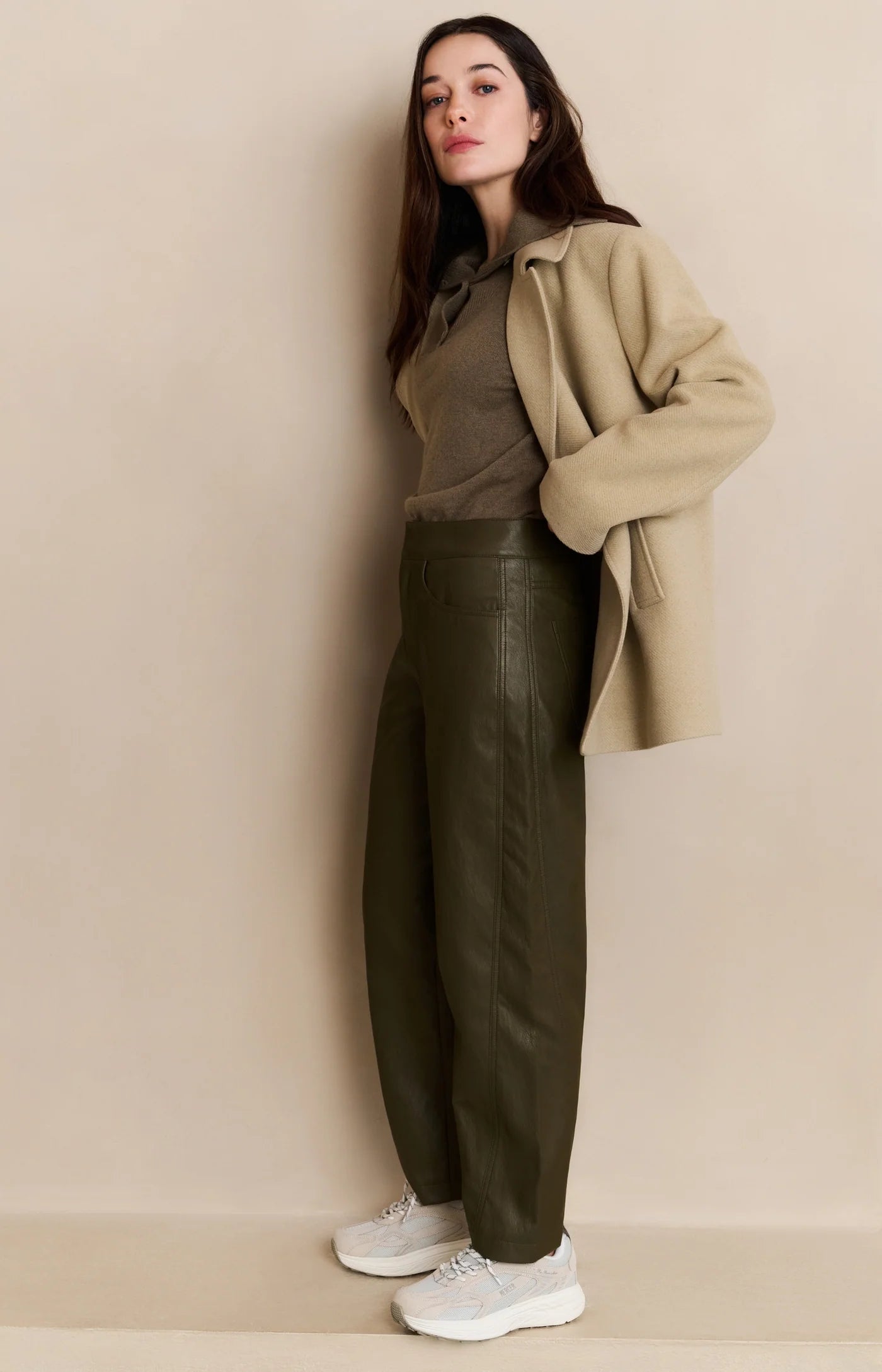 YAYA - Hose aus Lederimitat Capers Brownish Green