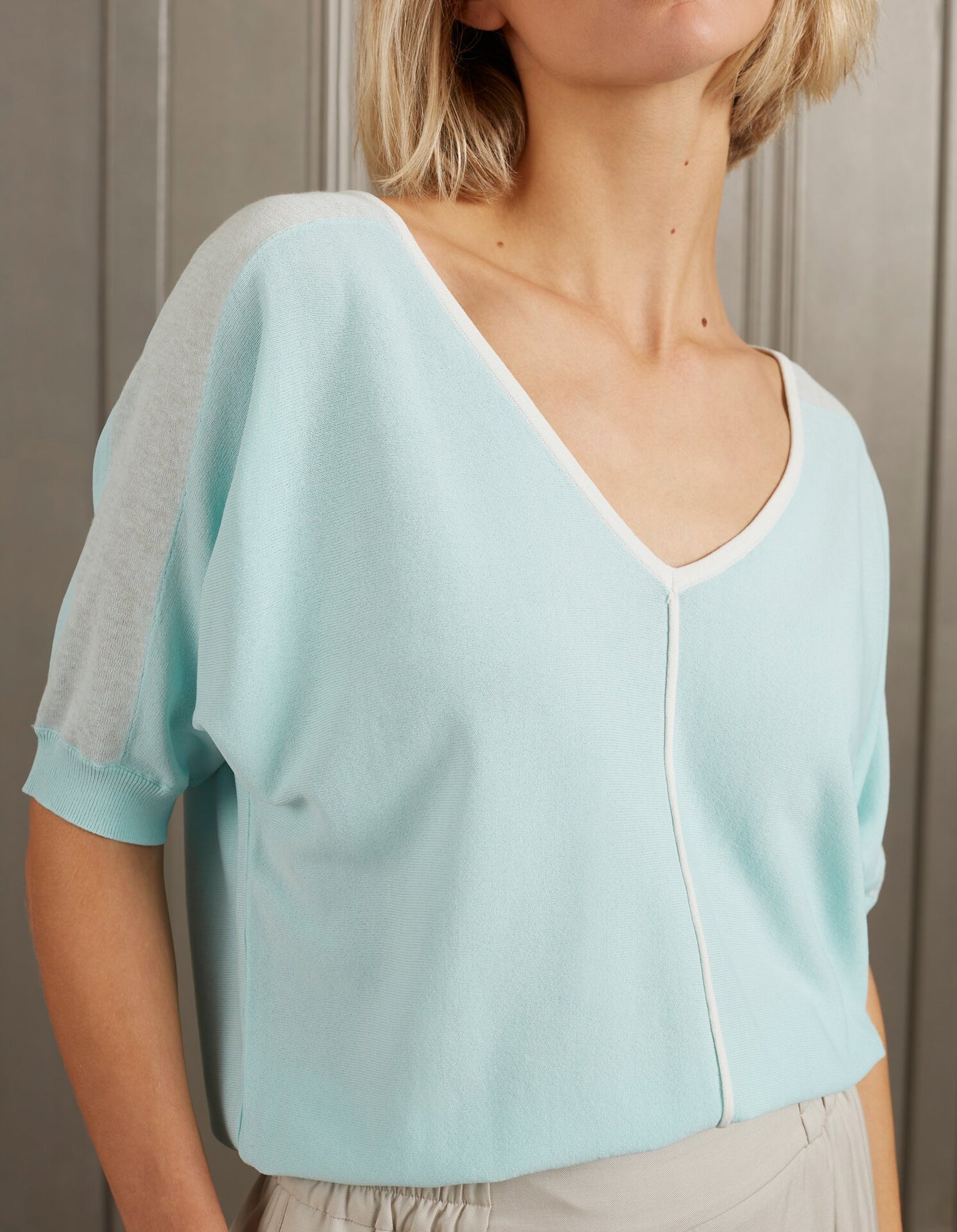 YAYA - Shirt mit V-Ausschnitt Iced Aqua Blue