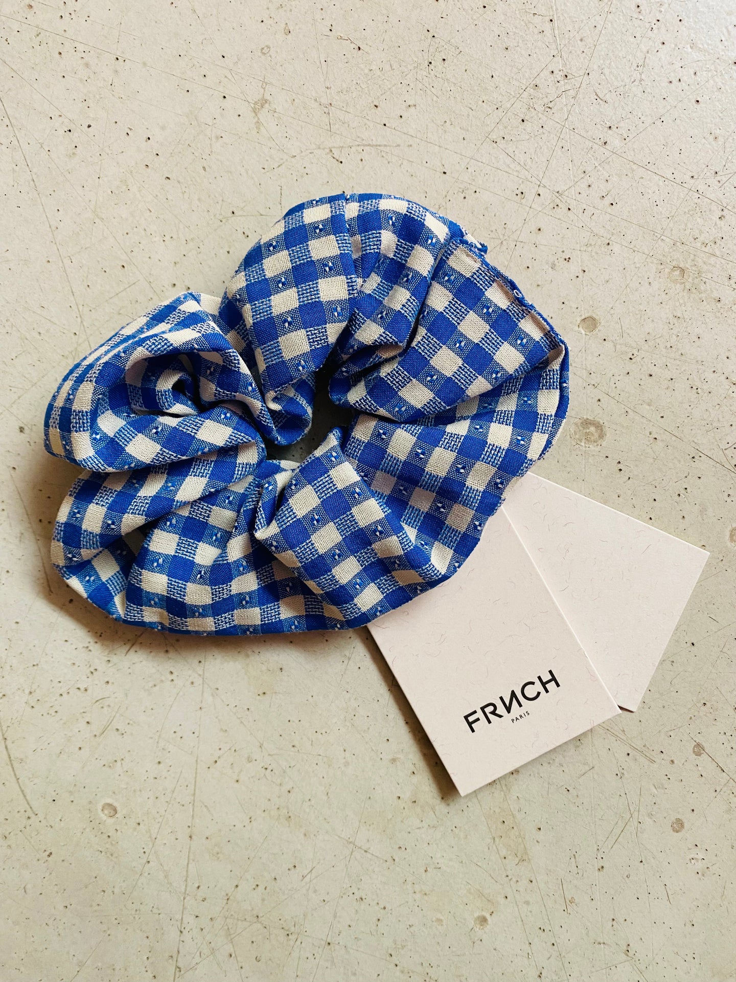 FRNCH Paris - Scrunchie / Chouchou Karo blau