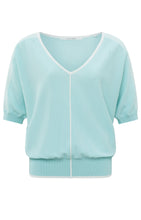 Load image into Gallery viewer, YAYA - Shirt mit V-Ausschnitt Iced Aqua Blue
