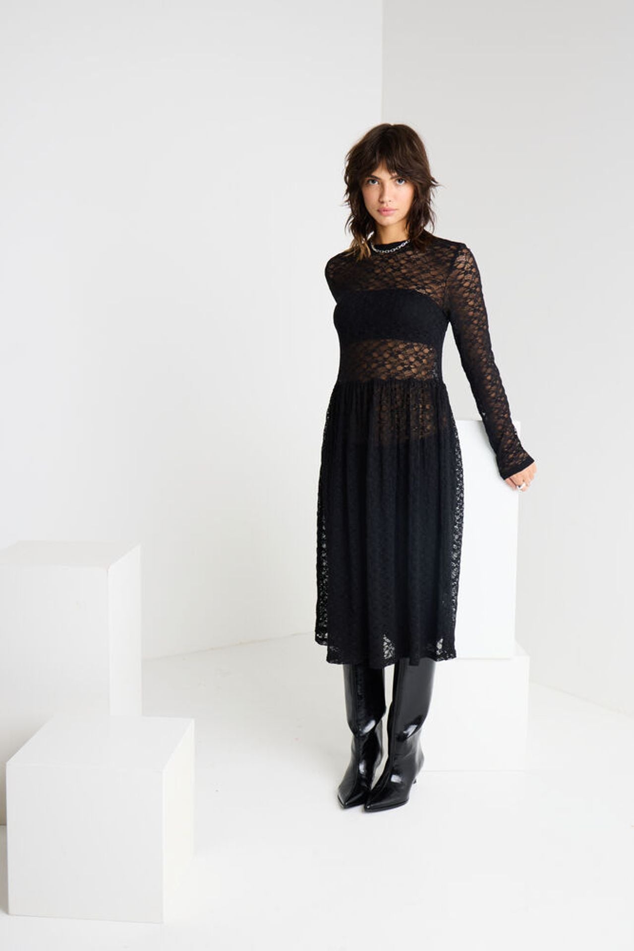 ICHI - Kleid Lacey Black