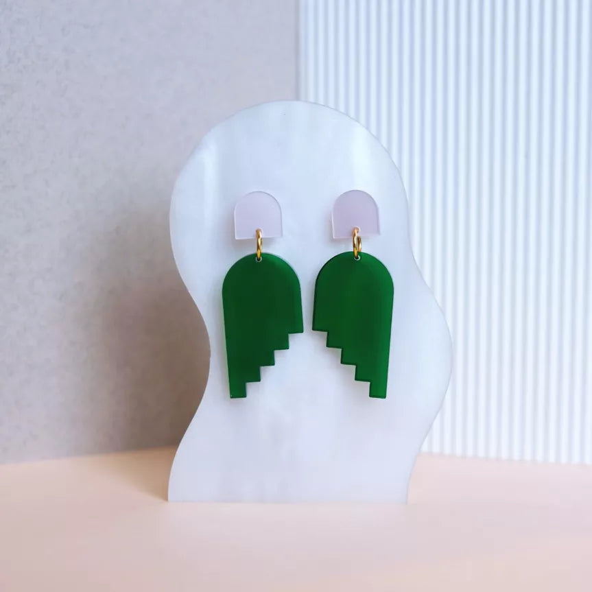 MIMIMONO - Earrings translucent green steps
